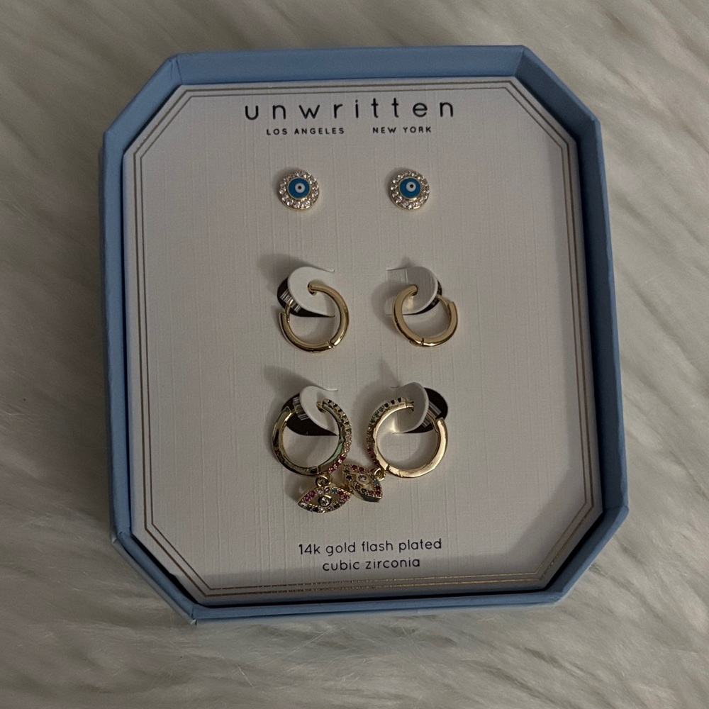 Unwritten Gold and Silver Earrings with Blue Accents